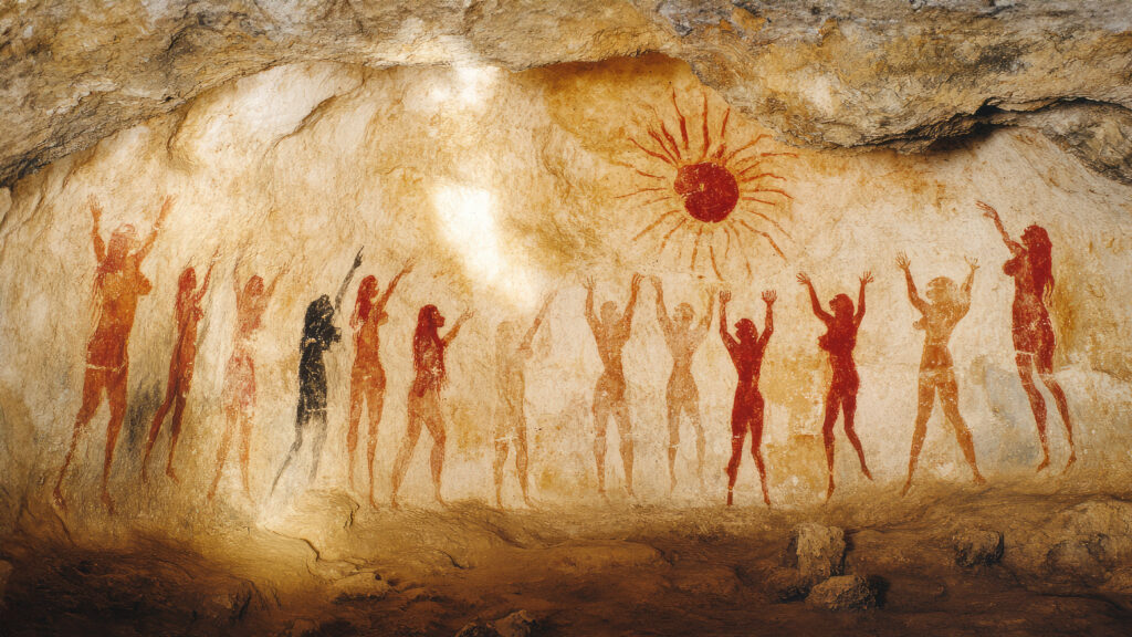 Cave art, depicting communal celebration ritual